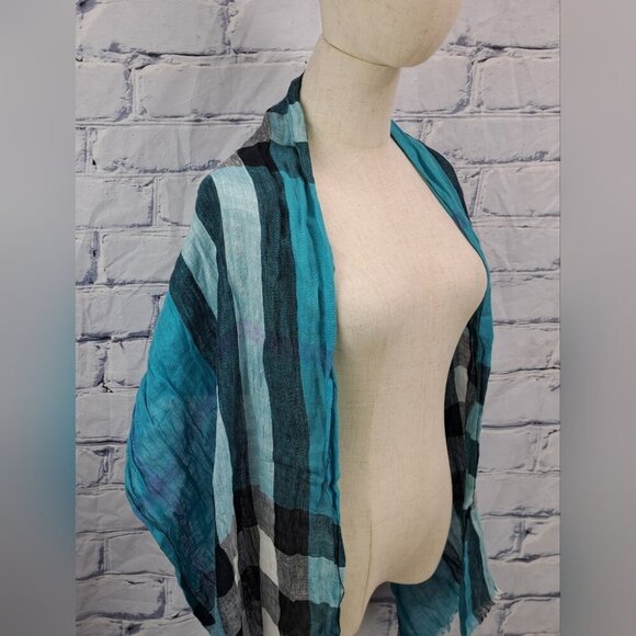 Burberry Women's Scarf Nova Check Linen Cotton 72" x 18" - Picture 6 of 12